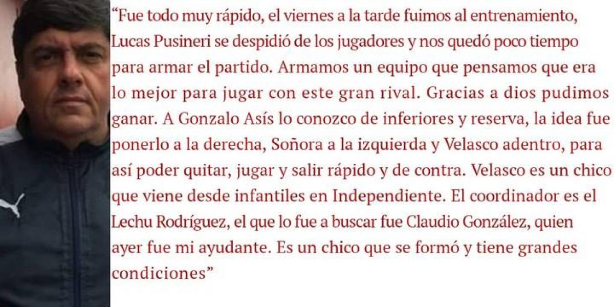 GuidoSacarelo @GuidoSacarelo ) En charla con La Red Radio Fernando Berón analizó el triunfo de sus dirigidos frente a #River....