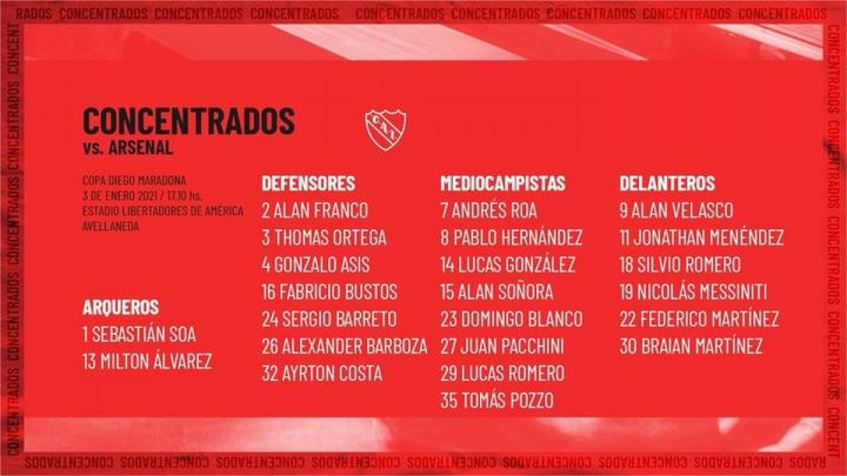 C. A. Independiente @Independiente Todo listo para mañana.