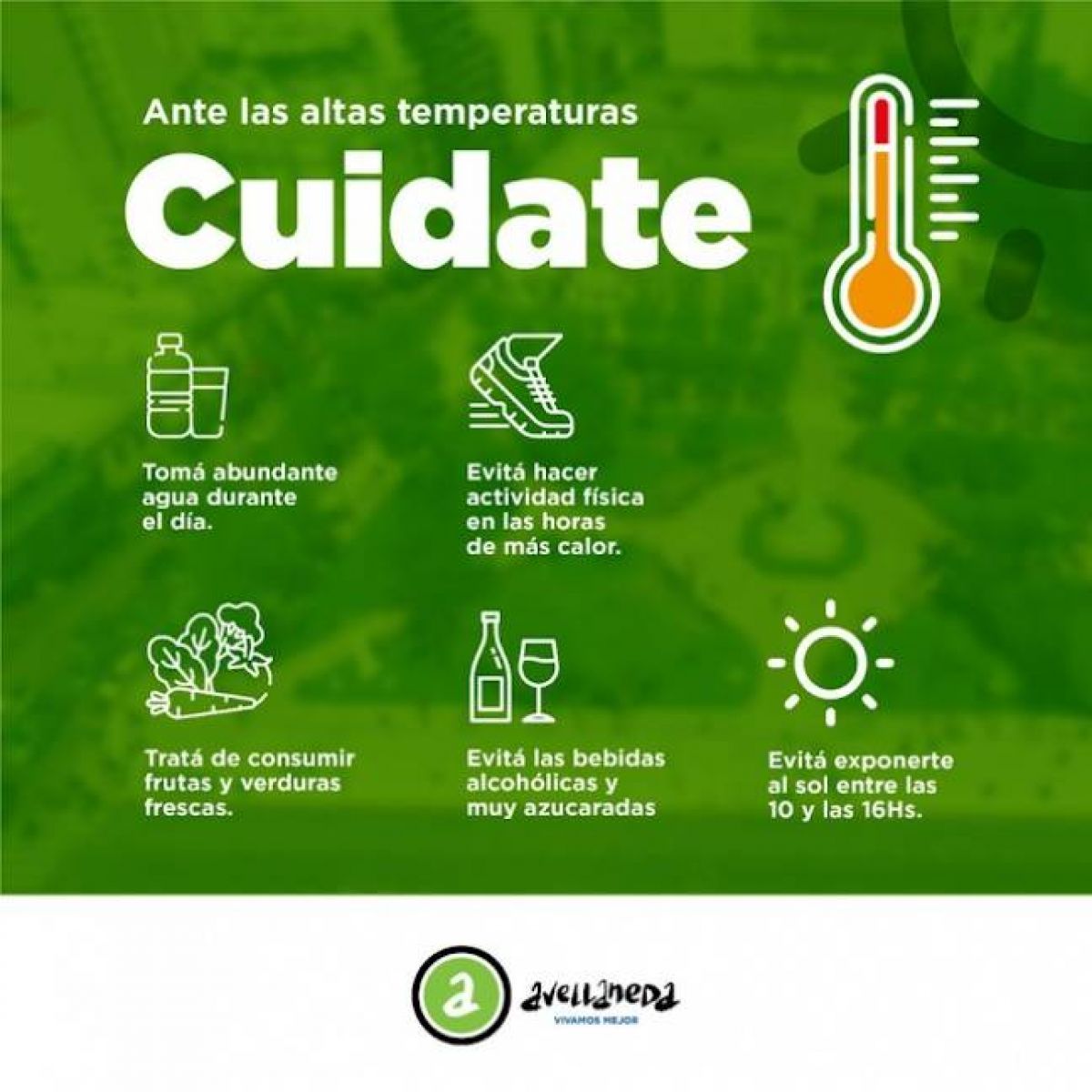 Municipio #Avellaneda @gestion_a · Ante las altas temperaturas informamos las siguientes recomendaciones.